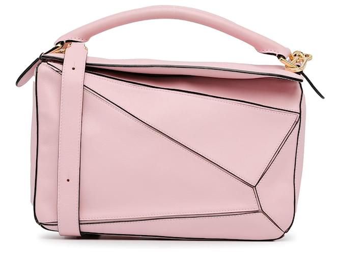 Rosafarbene, mittelgroße Umhängetasche „Puzzle Bag“ von LOEWE Pink Leder  ref.1392404
