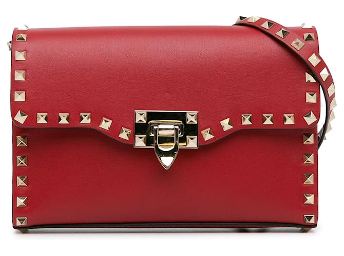 Sac à bandoulière Rockstud rouge Valentino Cuir  ref.1392442