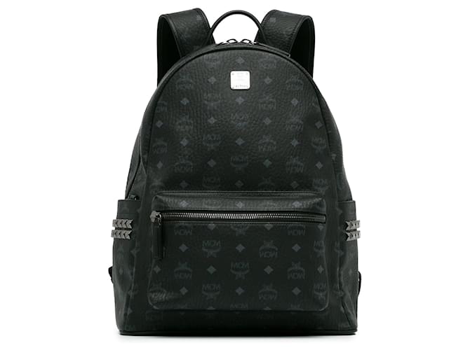 Black MCM Visetos Stark Backpack Leather  ref.1392446