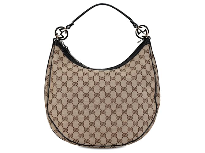 Hobo color canela Gucci GG Canvas Twins Camello Cuero  ref.1392453