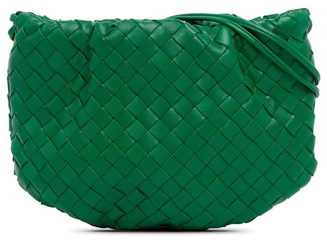 Borsa a tracolla Mini Bulb Bottega Veneta in nappa intrecciata verde Pelle  ref.1392456