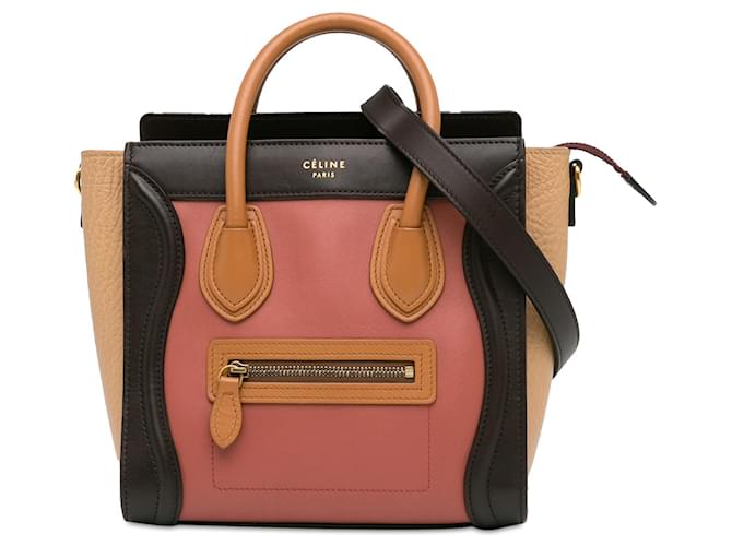 Céline Pink Celine Nano Tricolor Luggage Tote Satchel Leather  ref.1392457