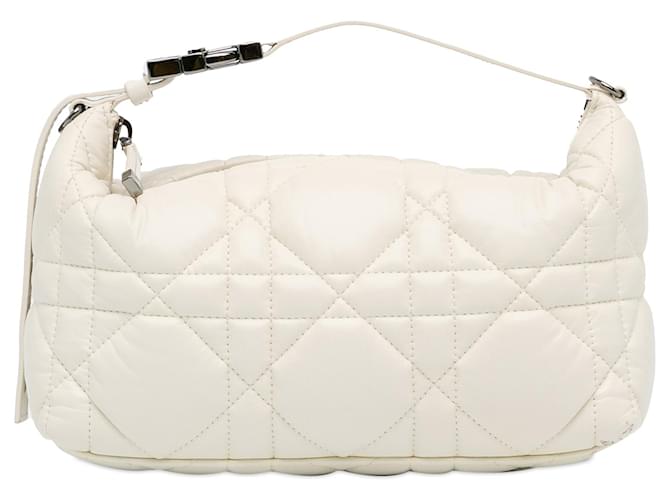 White Dior Calfskin Macro-Cannage DiorTravel Nomad Pouch Handbag Leather  ref.1392462
