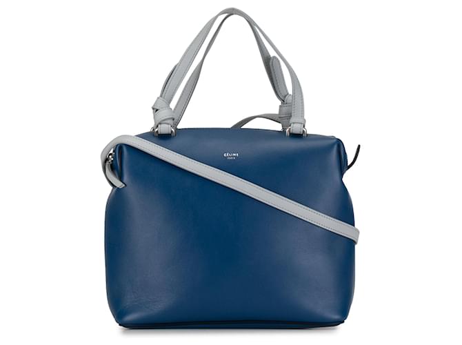 Céline Bolso satchel pequeño y suave en forma de cubo en azul Celine Cuero  ref.1392468