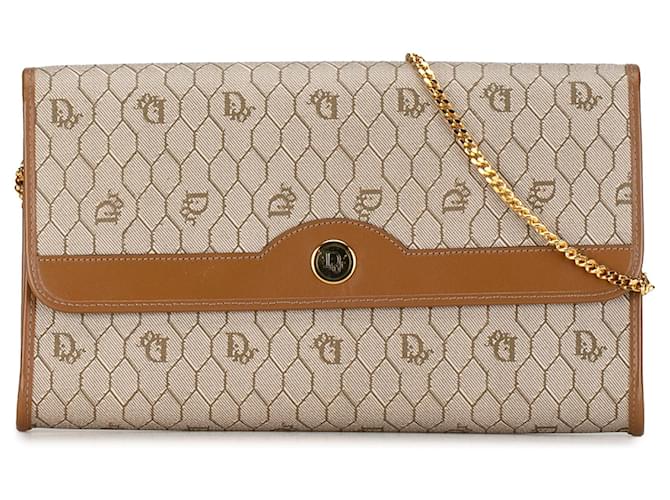 Beige Dior Honeycomb Chain Crossbody Bag Leather  ref.1392470