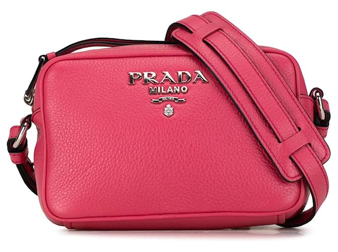 Bolso para cámara Prada Vitello Phenix rosa Cuero  ref.1392473