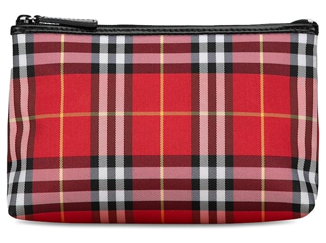 Rotes Etui mit House Check-Muster von Burberry Leder  ref.1392474