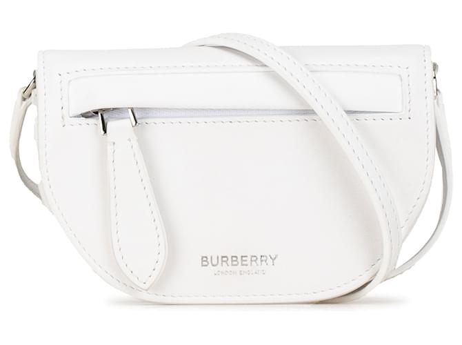 White Burberry Micro Olympia Crossbody Leather  ref.1392475