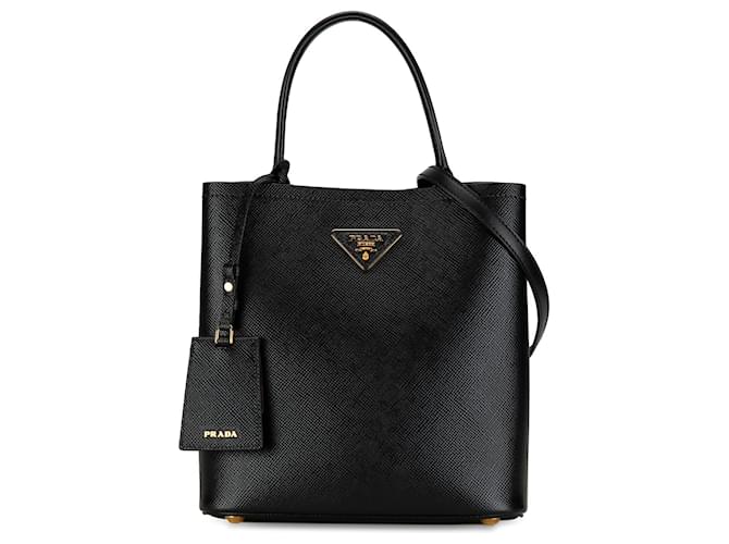 Borsa Prada media Panier in pelle saffiano nera Nero  ref.1392486