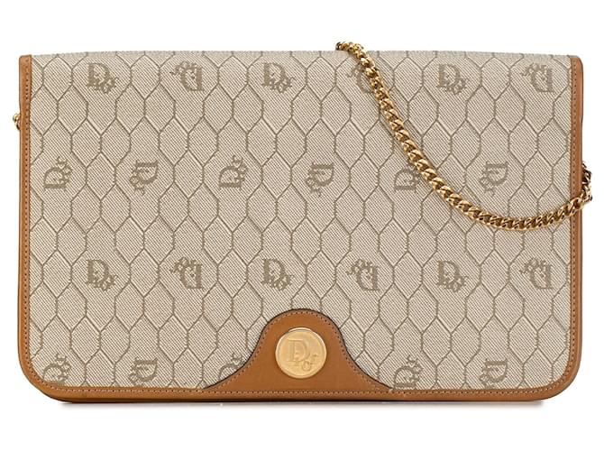 Beige Dior Honeycomb Chain Crossbody Bag Cloth  ref.1392495