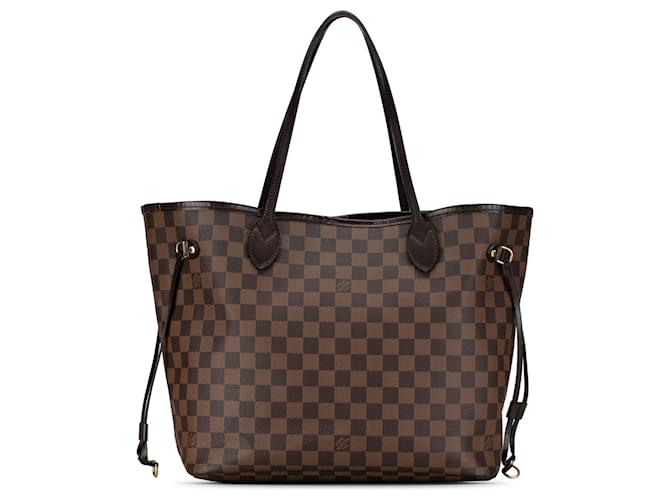 Brown Louis Vuitton Damier Ebene Neverfull MM Tote Bag Leather  ref.1392503