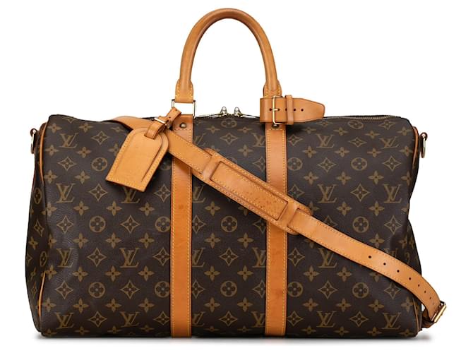 Bolsa de viaje marrón Louis Vuitton Monogram Keepall Bandouliere 45 Castaño Cuero  ref.1392504