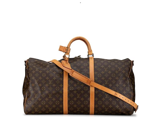 Brown Louis Vuitton Monogram Keepall Bandouliere 60 Travel Bag Leather  ref.1392505