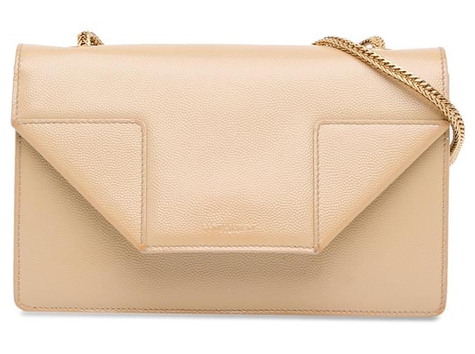 Sac à bandoulière beige Yves Saint Laurent Mini Grain de Poudre Betty Cuir Camel  ref.1392509