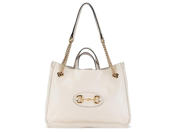 Cartable Horsebit 1955 en cuir moyen Gucci blanc  ref.1392516