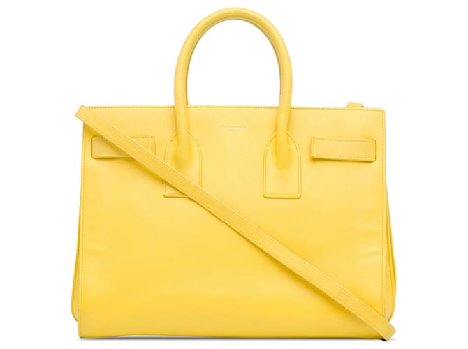 Bolsa pequena Sac De Jour amarela Saint Laurent Amarelo Couro  ref.1392521