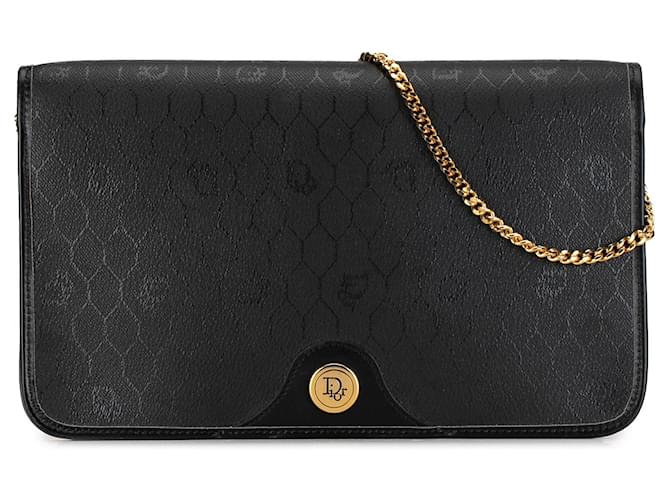 Black Dior Honeycomb Chain Crossbody Bag Cloth  ref.1392527