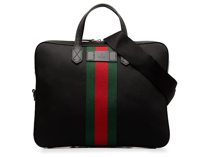 Bolso de negocios tipo maletín Gucci Techno Web negro Cuero  ref.1392530