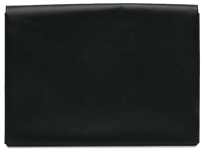 Schwarze Hermès Epsom Pochette Calvi GM Clutch Leder  ref.1392531