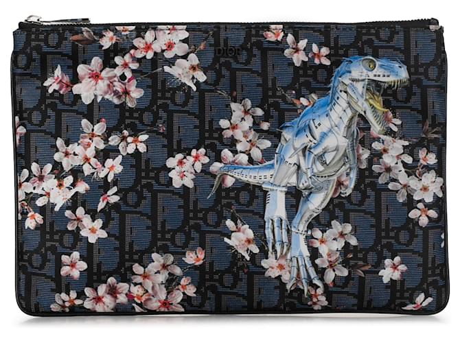 Pochette Safari in nylon obliquo Dior x Hajime Sorayama blu Tela  ref.1392533