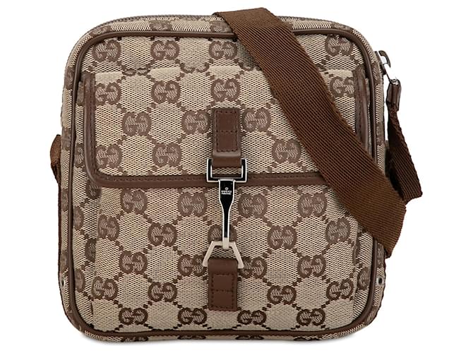 Brown Gucci Mini GG Canvas Jackie Crossbody Bag Leather  ref.1392541