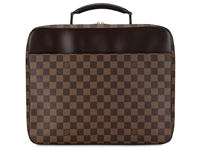 Brown Louis Vuitton Damier Ebene Porte Ordinateur Sabana Business Bag Leather  ref.1392542