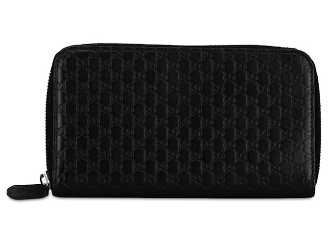 Black Gucci Microguccissima Zip Around Long Wallet Leather  ref.1392564