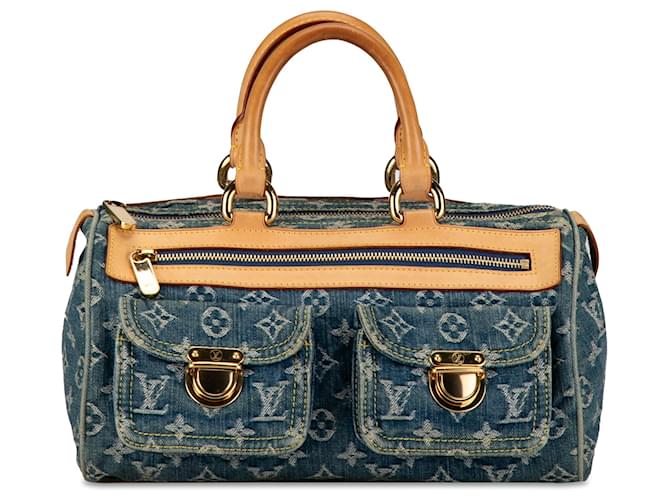 Bolsa azul Louis Vuitton Monogram Denim Neo Speedy 30 Boston Couro  ref.1392568