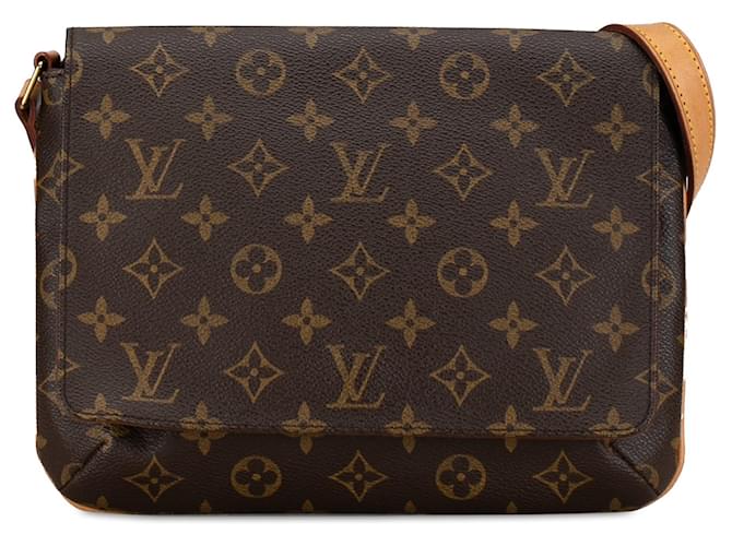 Bolsa de ombro com alça curta Louis Vuitton Monogram Musette Tango marrom Couro  ref.1392574