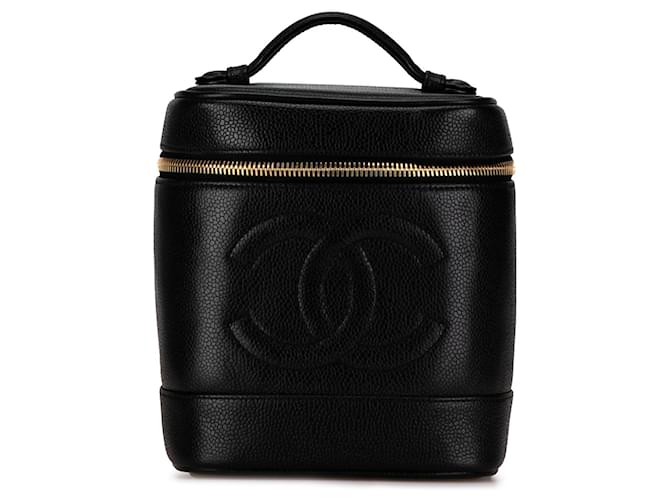 Black Chanel CC Caviar Vanity Case Leather  ref.1392578