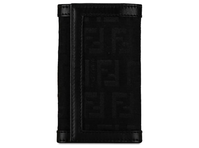 Black Fendi Zucca Canvas Key Holder Leather  ref.1392579