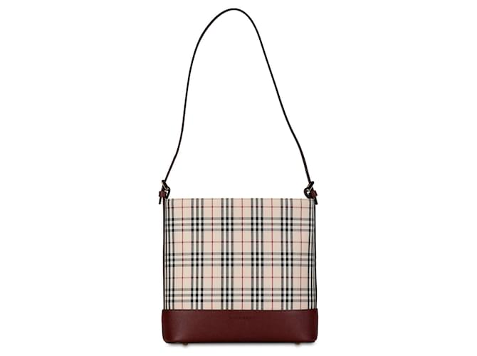 Cream Burberry House Check Shoulder Bag Leather  ref.1392583