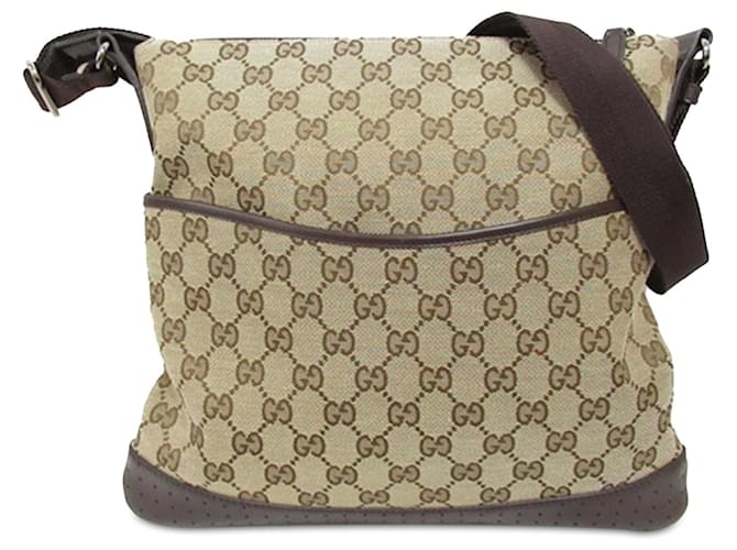 Beige Gucci GG Canvas Crossbody Bag Leather  ref.1392594