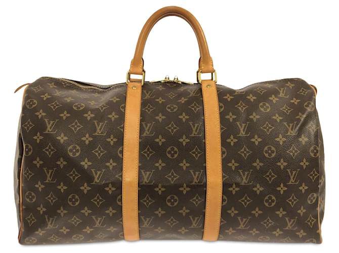Brown Louis Vuitton Monogram Keepall 50 Travel Bag Leather  ref.1392604