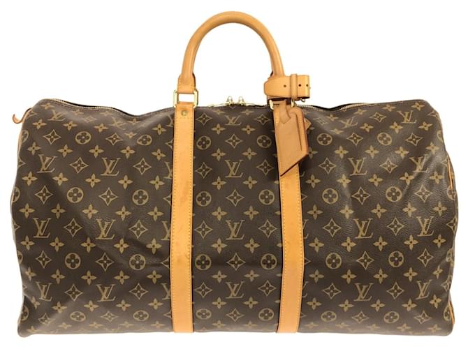 Brown Louis Vuitton Monogram Keepall 55 Travel Bag Leather  ref.1392605