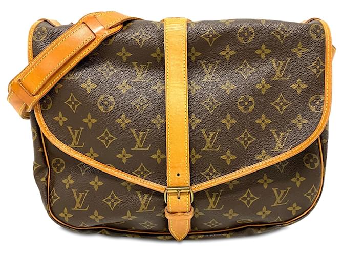 Brown Louis Vuitton Monogram Saumur 35 Crossbody Bag Leather  ref.1392609