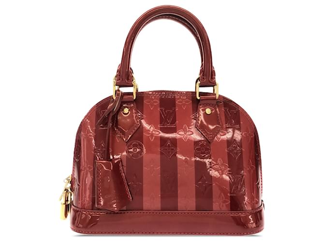 Red Louis Vuitton Monogram Vernis Rayures Alma BB Satchel Leather  ref.1392613