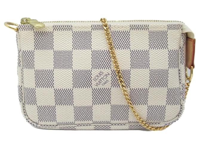 White Louis Vuitton Damier Azur Mini Pochette Accessoires Handbag Cloth  ref.1392614