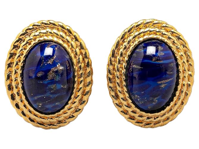 Boucles d'oreilles clips Dior Lapis Lazuli bleu Or jaune  ref.1392620