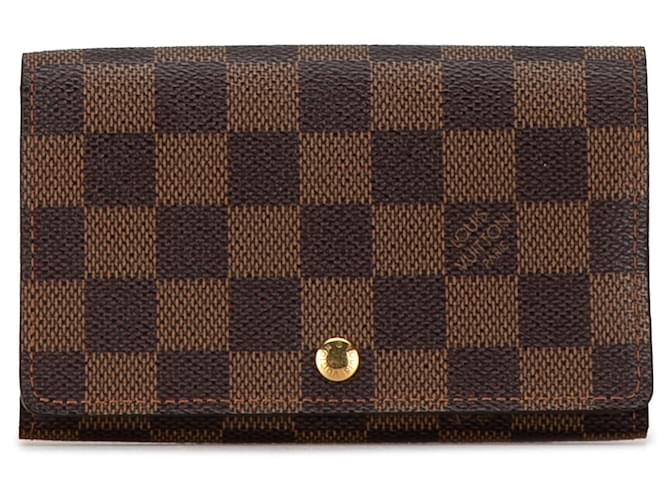 Carteira Louis Vuitton Damier Ebene Porte-Monnaie Tresor Marrom Lona  ref.1392626