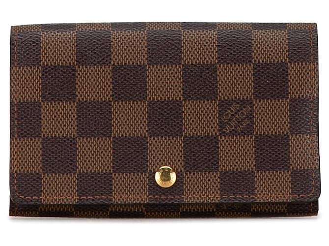 Brown Louis Vuitton Damier Ebene Porte-Monnaie Tresor Wallet Cloth  ref.1392626