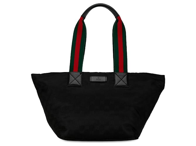 Sacola preta Gucci GG Nylon Web Preto Couro  ref.1392633