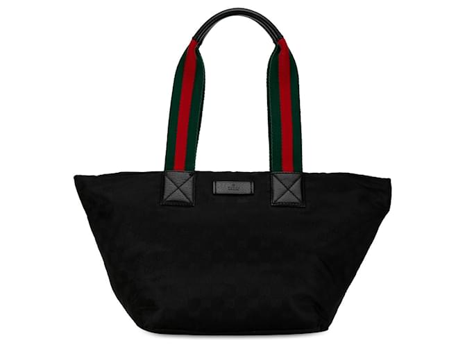 Black Gucci GG Nylon Web Tote Bag Leather  ref.1392633