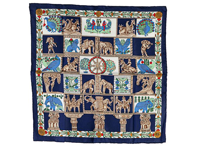 Bufanda de seda azul Hermès Torana Bufandas  ref.1392635