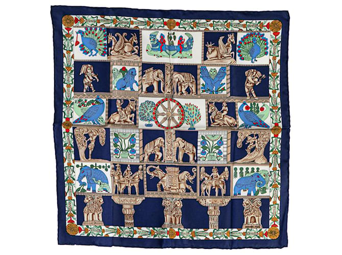 Blue Hermès Torana Silk Scarf Scarves  ref.1392635