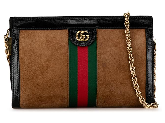 Brown Gucci Small Suede Ophidia Web Chain Crossbody Leather  ref.1392636