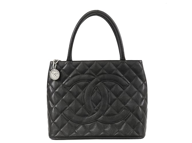 Black Chanel Caviar Medallion Tote Leather  ref.1392645