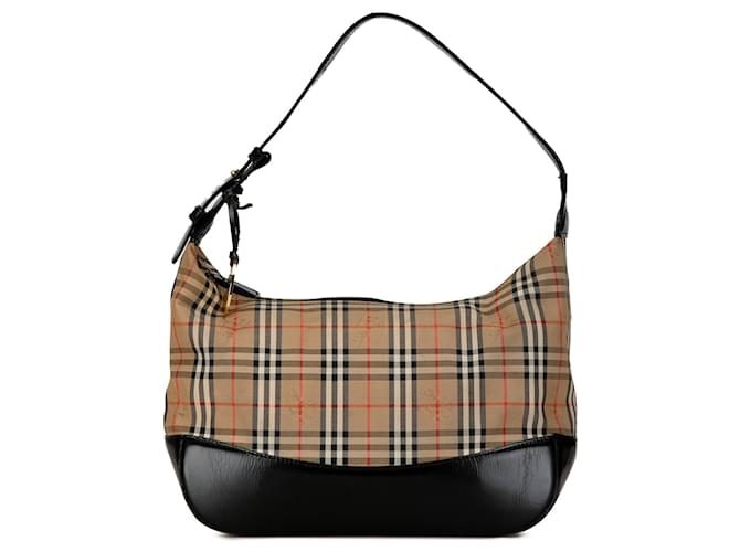 Brown Burberry Haymarket Check Shoulder Bag Leather  ref.1392659