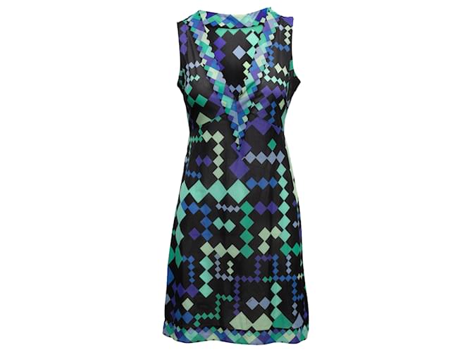 Autre Marque vintage Noir &Multicolore Emilio Pucci pour Formfit Rogers Imprimé Slip Dress Taille US S Synthétique  ref.1392667