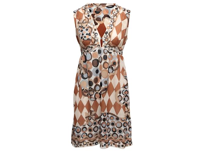 Autre Marque Vintage Brown & Multicolor Emilio Pucci for Formfit Rogers Printed Slip Dress Size US S Synthetic  ref.1392669